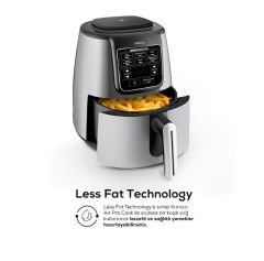 Karaca Air Pro Cook XL 2 in 1 Konuşan Airfryer Cool Gray 4 Kişilik