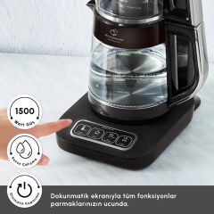 Karaca Çaysever Robotea Pro Connect 4 in 1 Konuşan Cam Çay Makinesi Silver
