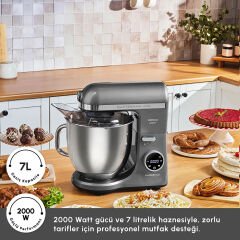 Karaca Mastermaid Chef Ultra D2000W Dijital Ekranlı Hamur Yoğurma Makinesi Shadow Gray 7L