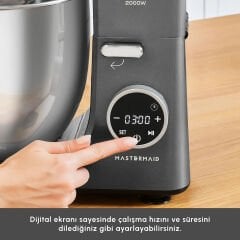 Karaca Mastermaid Chef Ultra D2000W Dijital Ekranlı Hamur Yoğurma Makinesi Shadow Gray 7L