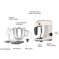 Karaca Mastermaid Chef Ultra D2000W Dijital Ekranlı Hamur Yoğurma Makinesi Starlight 7L