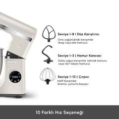 Karaca Mastermaid Chef Ultra D2000W Dijital Ekranlı Hamur Yoğurma Makinesi Starlight 7L