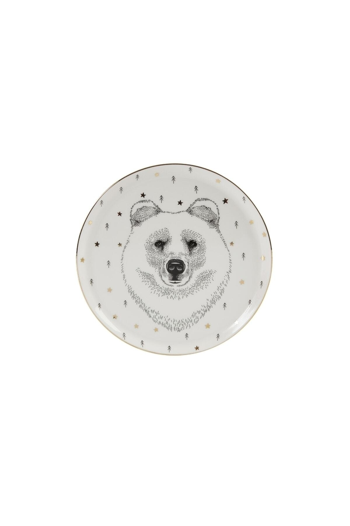 Porland Forest Bear Düz Tabak 20cm Pasta Tabağı