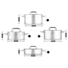 Jumbo Metalix 14 Parça Çelik Çeyiz Seti (Metalix 8 Parça Çelik Tencere Seti-Metalix Full Metal Çaydanlık-3'lü Cezve)