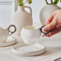 Karaca Venüs Platin 2 Kişilik Kahve Fincan Takımı 135 ml