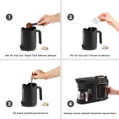 Karaca Hatır Plus Barista 6 in 1 Latte Cappuccino ve Közde Türk Kahve Makinesi Black Copper