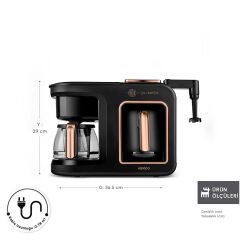 Karaca Hatır Plus Barista 6 in 1 Latte Cappuccino ve Közde Türk Kahve Makinesi Black Copper