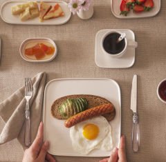 Karaca Cubique Porselen 35 Parça 6 Kişilik Kahvaltı/Servis Takımı