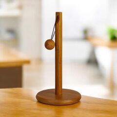 MİEN 30 cm Toplu Akasya Ahşap Kağıt Havluluk | Doğal ve Şık Tezgah Üstü Peçetelik