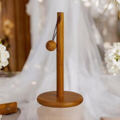 MİEN 30 cm Toplu Akasya Ahşap Kağıt Havluluk | Doğal ve Şık Tezgah Üstü Peçetelik