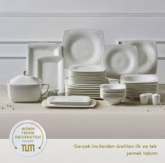 Karaca Fine Pearl Helen 62 Parça 12 Kişilik İnci Kare Yemek Takımı