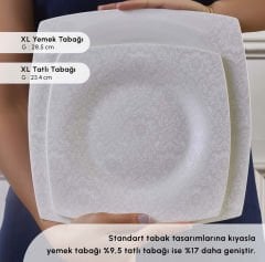 Karaca Fine Pearl Helen 62 Parça 12 Kişilik İnci Kare Yemek Takımı