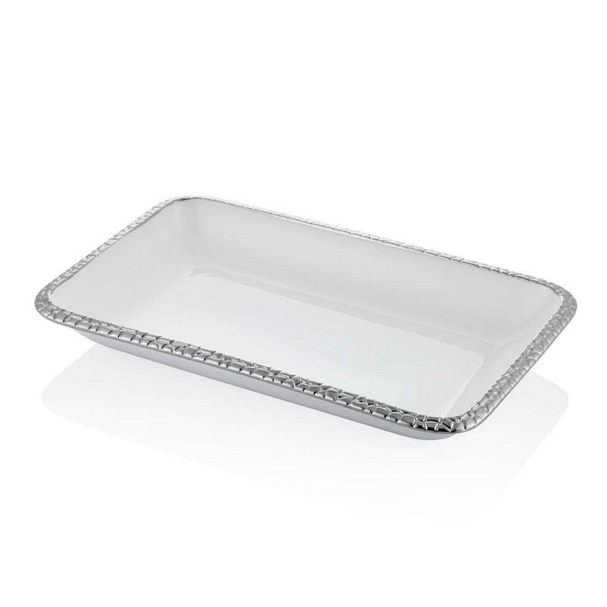 LAMEDORE MESH BEYAZ SILVER DIKDORTGEN TABAK 41X23,5X5 CM