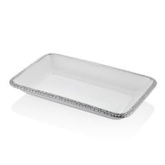 LAMEDORE MESH BEYAZ SILVER DIKDORTGEN TABAK 41X23,5X5 CM