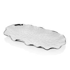LAMEDORE CURVE BEYAZ SILVER OVAL TABAK 42X20X3,7 CM