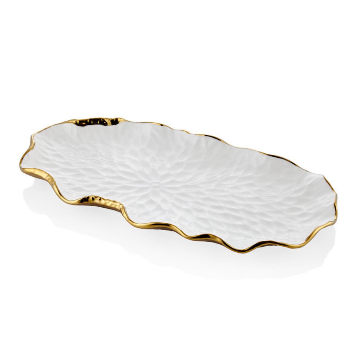 LAMEDORE CURVE BEYAZ GOLD OVAL TABAK 42X20X3,7 CM