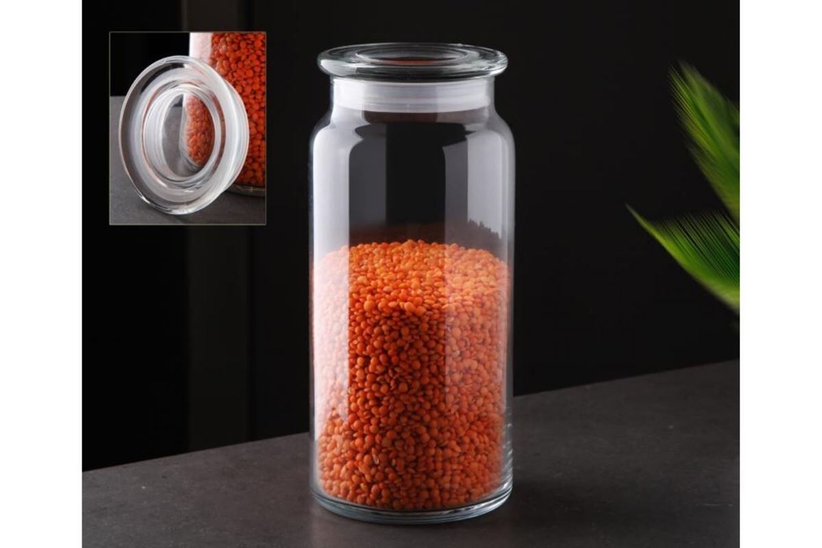 GÖNÜL Cam Kapaklı Cam Kavanoz – Şeffaf ve Şık Saklama Kavanozu | 1,1 Litre