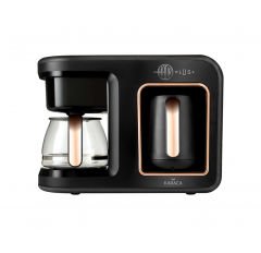 Karaca Hatır Plus 2 ın 1 Türk Kahvesi ve Filtre Kahve Makinesi Black Copper 10 Fincan İçecek Hazırlama Kapasiteli Bol Köpüklü