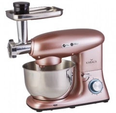 Karaca Multichef Stand Mikser Rosegold Mutfak Şefi 1400W 5,5 Lt (Kıyma Çekme /Sucuk-Sosis/İçli Köfte Aparatlı)