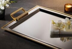 Tiamo Mios Kordon Gold Çay Tepsisi 47,5 × 32,5 cm – Şık ve Zarif Sunum Tepsisi