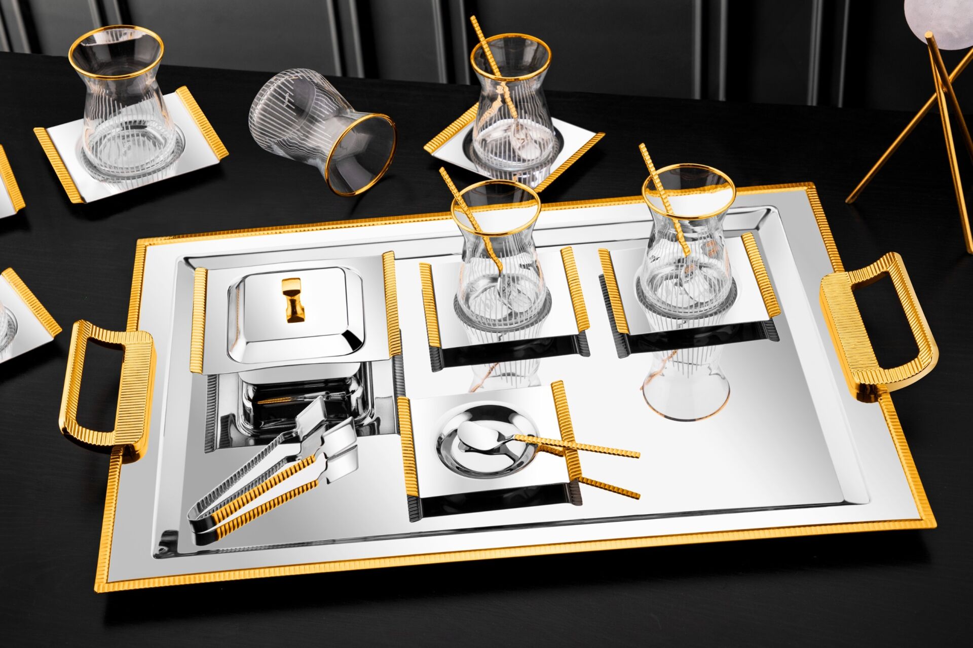 Tiamo Mios 40 Parça Gold Çay Seti – Lüks ve Şık Çay Sunum Takımı