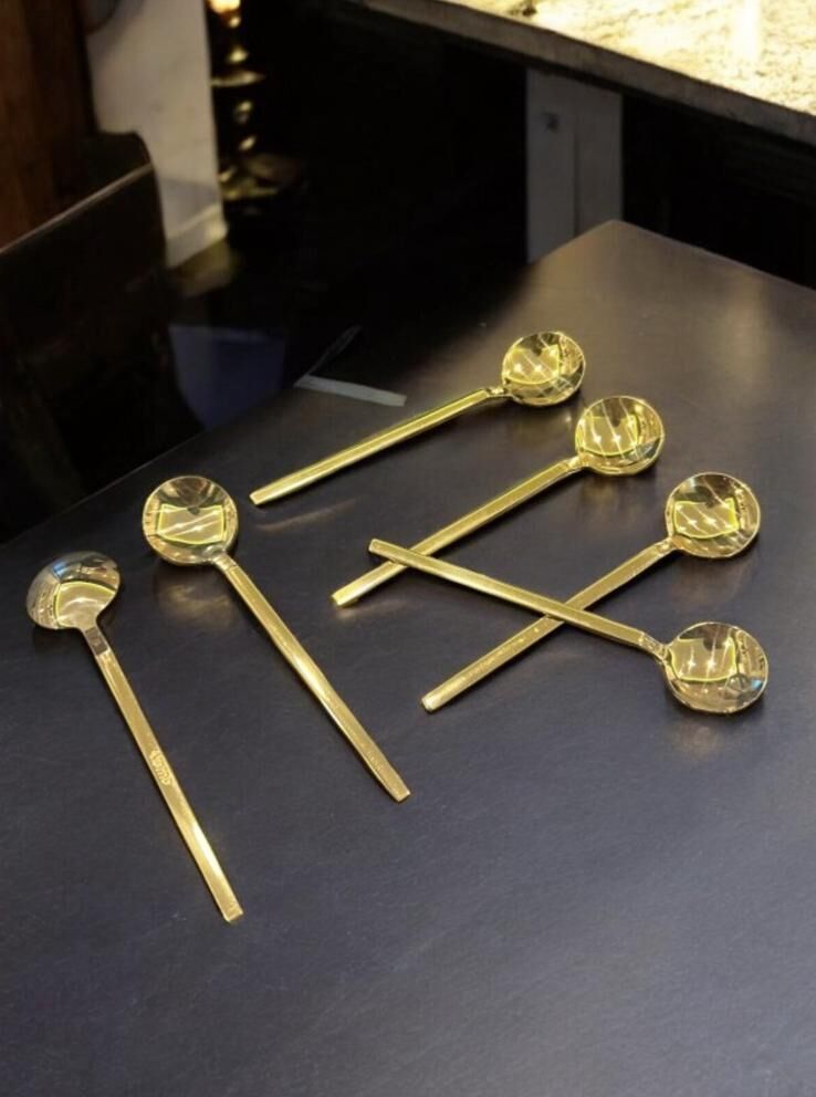 TİAMO RİO Gold Titanyum Çay Kaşığı 6’lı Set – Şık ve Dayanıklı Tasarım