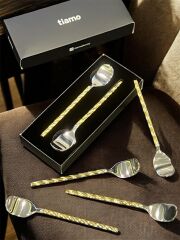 TİAMO ROMA Çay Kaşığı Sap Gold 6’lı Set