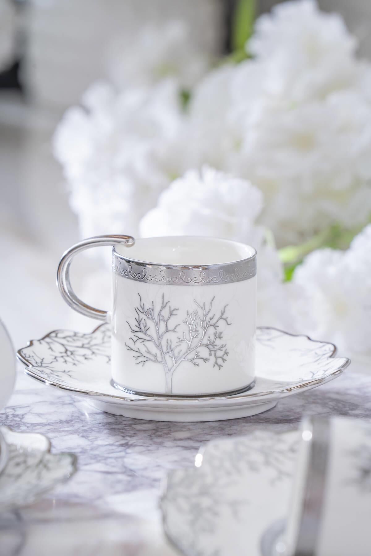 Acar Kieran 6 Kişilik Silver Kahve Fincanı Takımı - 90 ml