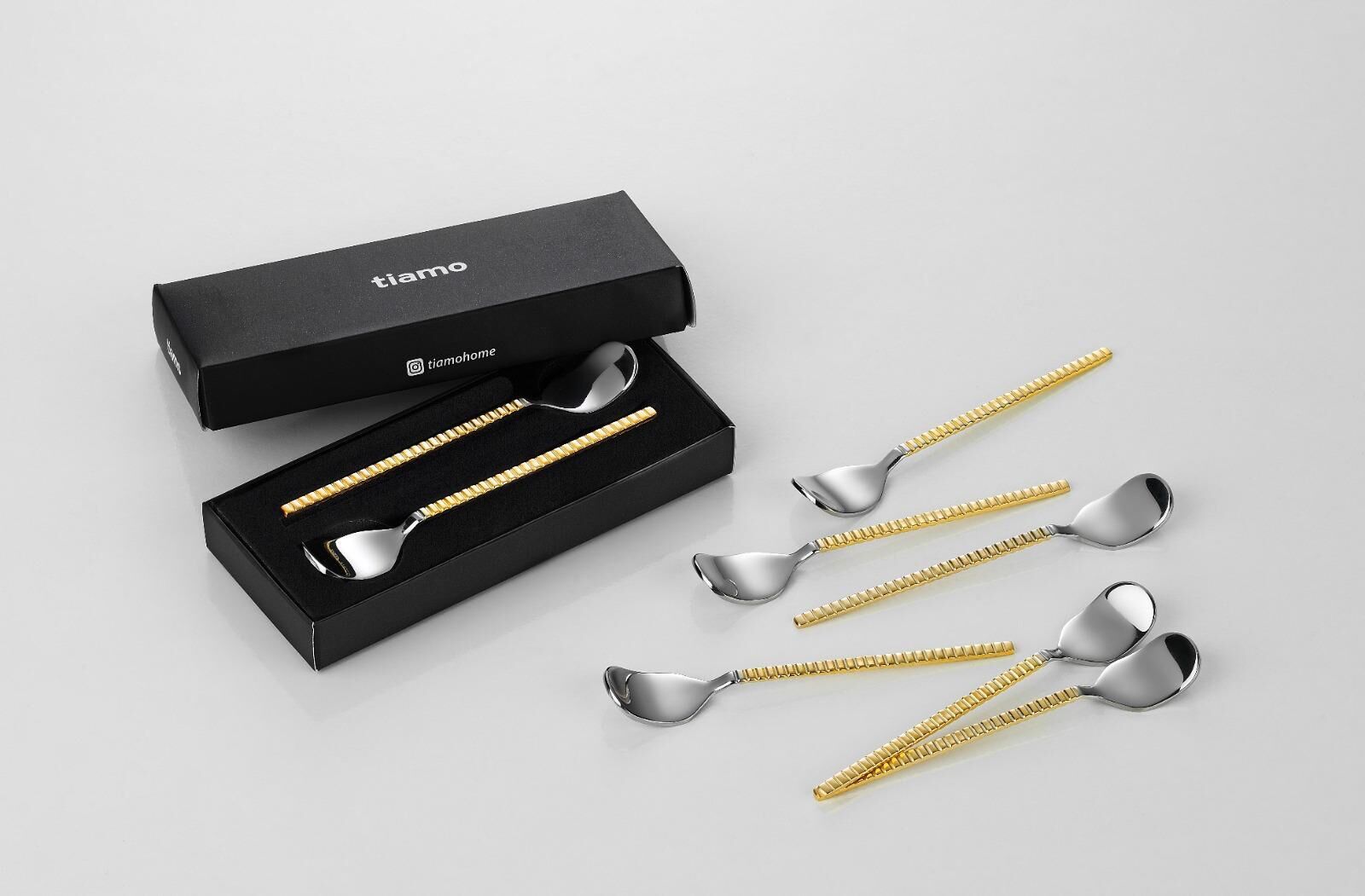 TİAMO MİOS Çay Kaşığı Sap Gold 6’lı Set
