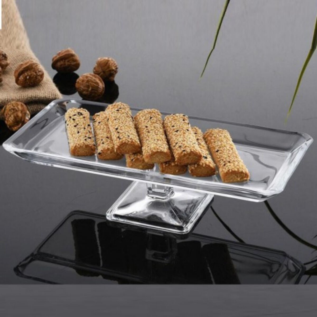 PAŞABAHÇE NUDE Dikdörtgen Ayaklı Cam Servis Tabağı – 95462