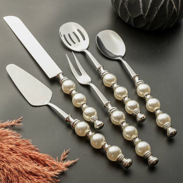 Royking Sedefli Gümüş 5’li Servis Seti | Zarif ve Modern Sunumlar