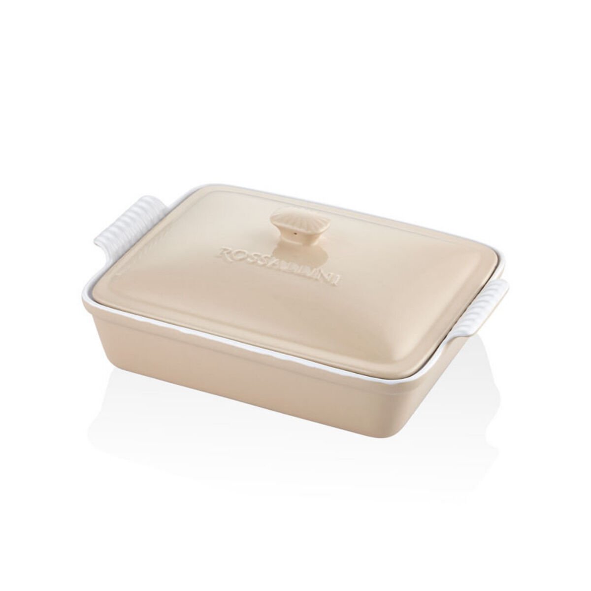 Rossallini Life Dikdörtgen Kapaklı Fırın Kabı 33x23 cm - Bej