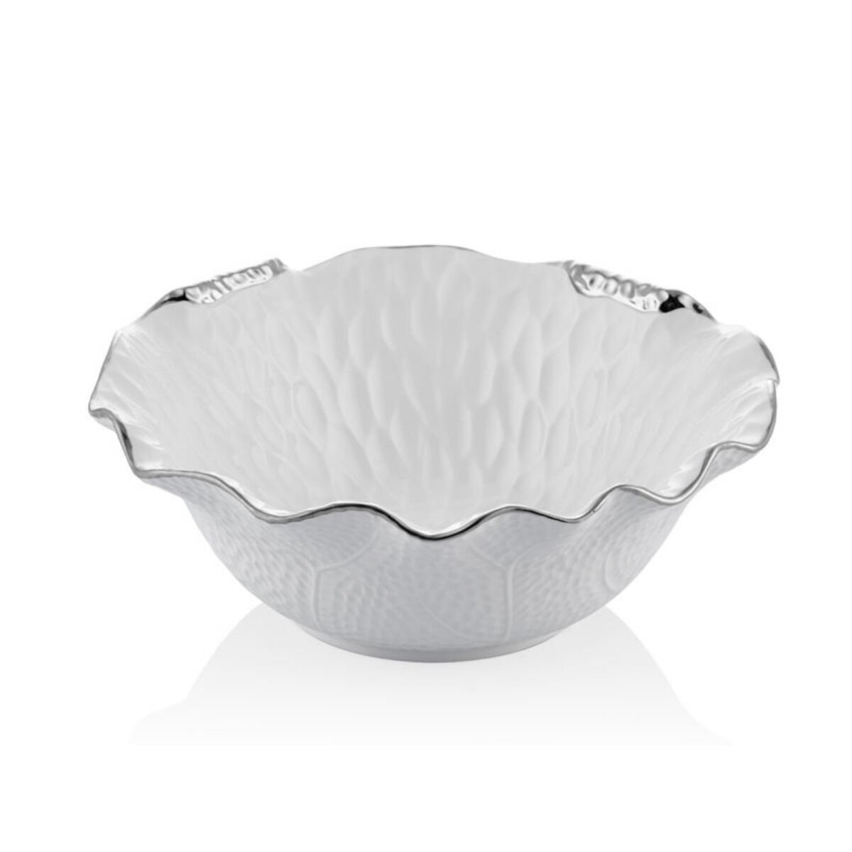 Joy Carmen Curve Beyaz Silver Porselen Salata Kasesi 27X27X10,5 CM