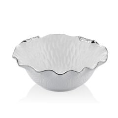 Joy Carmen Curve Beyaz Silver Porselen Salata Kasesi 27X27X10,5 CM