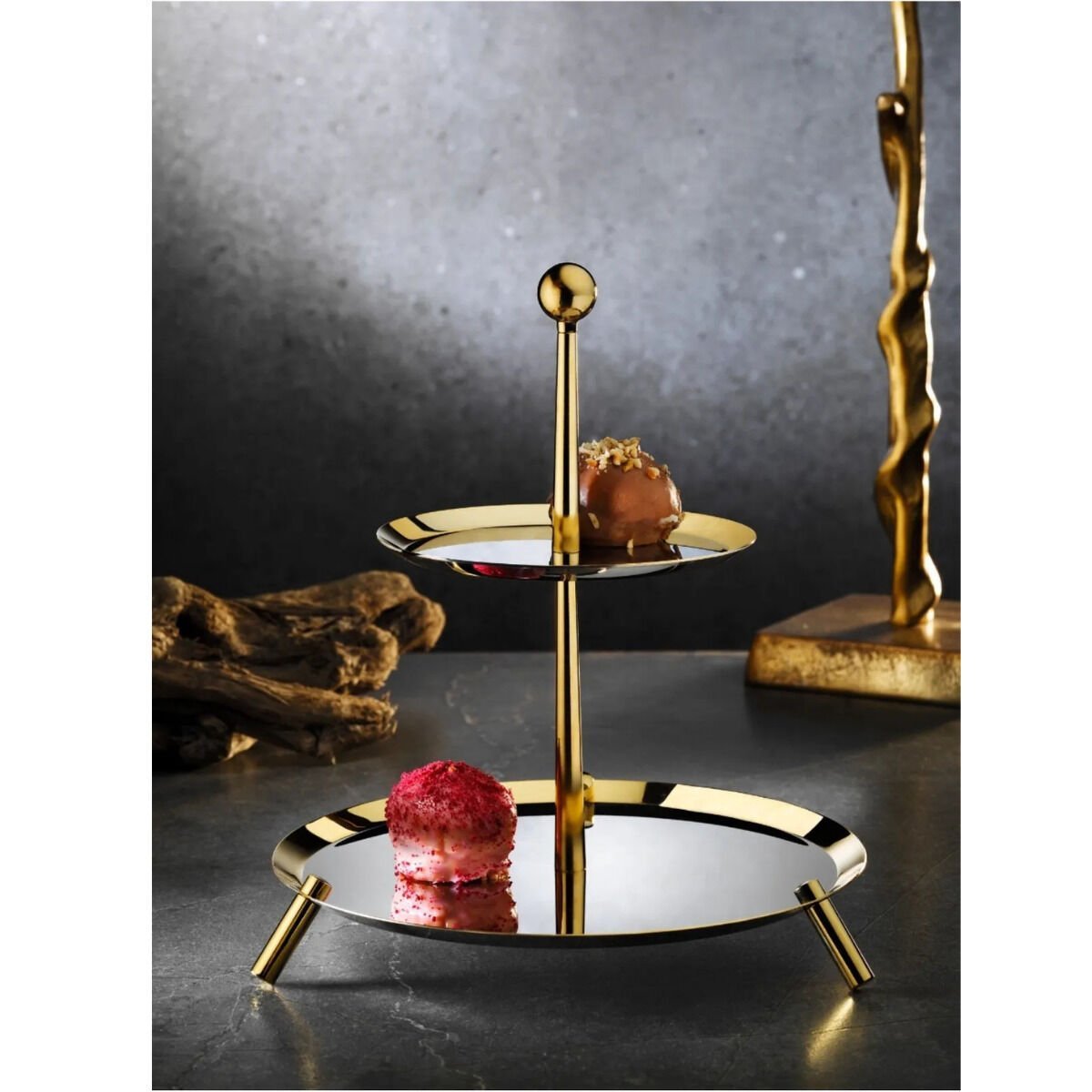 Tiamo Medium Ayaklı Katlı Sunumluk Gold