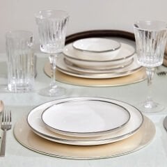 Karaca Eclipse New Bone 57 Parça 12 Kişilik Yemek Takımı Platin