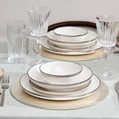Karaca Eclipse New Bone 57 Parça 12 Kişilik Yemek Takımı Platin