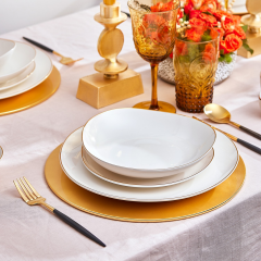 Karaca Red Carpet Collection Streamline Middle New Bone 56 Parça 12 Kişilik Yemek Takımı Gold