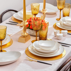 Karaca Red Carpet Collection Streamline Middle New Bone 56 Parça 12 Kişilik Yemek Takımı Gold