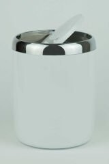 PRİMANOVA Lima Döner Kapaklı Banyo Mutfak Ofis Çöp Kovası Krom Dekorlu-Beyaz 6 Lt