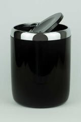 Lima Döner Kapaklı Banyo Mutfak Ofis Çöp Kovası Krom Dekorlu-Siyah 6 Lt