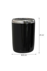 Lima Döner Kapaklı Banyo Mutfak Ofis Çöp Kovası Krom Dekorlu-Siyah 6 Lt