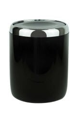 Lima Döner Kapaklı Banyo Mutfak Ofis Çöp Kovası Krom Dekorlu-Siyah 6 Lt