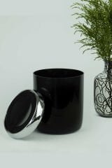 Lima Döner Kapaklı Banyo Mutfak Ofis Çöp Kovası Krom Dekorlu-Siyah 6 Lt