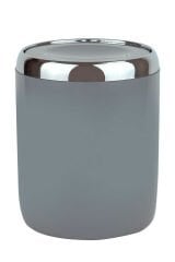 PRİMANOVA Lima Döner Kapaklı Banyo Mutfak Ofis Çöp Kovası Krom Dekorlu-Gri 6 Lt