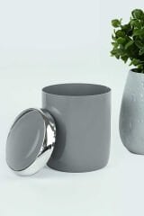 PRİMANOVA Lima Döner Kapaklı Banyo Mutfak Ofis Çöp Kovası Krom Dekorlu-Gri 6 Lt