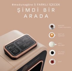 Karaca Hatır Plus 5 in 1 Konuşan Közde ve Sütlü Türk Kahvesi ve Filtre Kahve Makinesi Rosie Brown