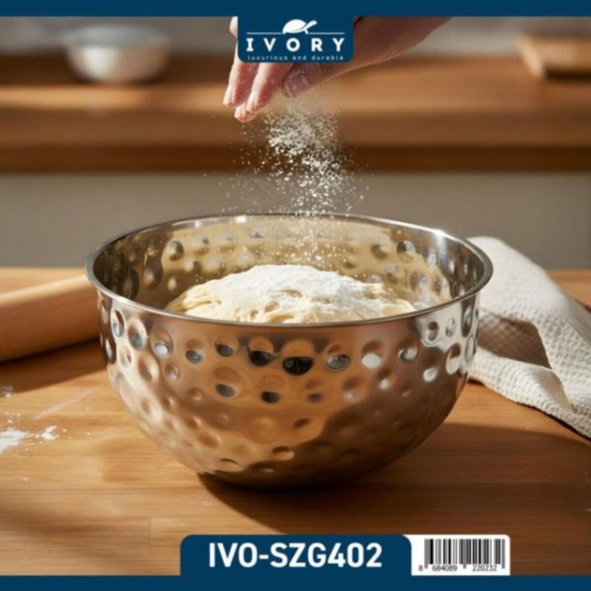 IVORY Silver Paslanmaz Çelik Mikser Kabı 28 cm – Profesyonel Karıştırma Kabı