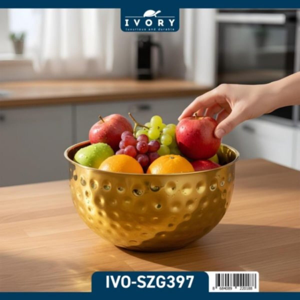 IVORY Gold Çelik Mikser Kabı 20 cm – Şık ve Dayanıklı Karıştırma Kasesi