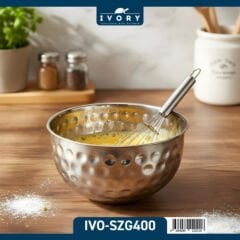 IVORY Silver Çelik Mikser Kabı 20 cm – Dayanıklı ve Şık Karıştırma Kasesi